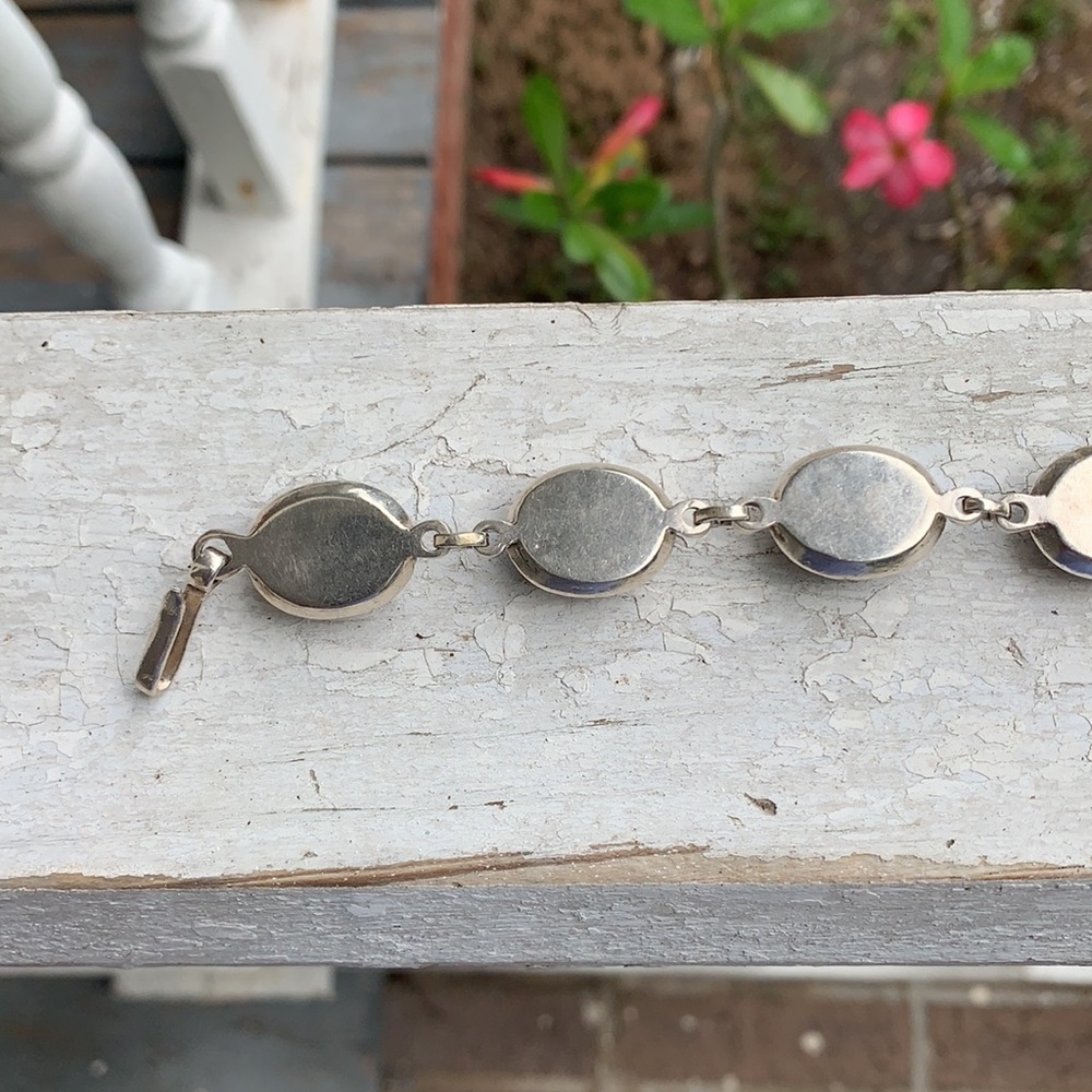 Vintage Heavy Sterling Silver Black Onyx Bracelet - Picture 14 of 17